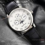 Swiss Replica Blancpain Villeret Perpetual Calendar Eta6654 Watch SS White Dial